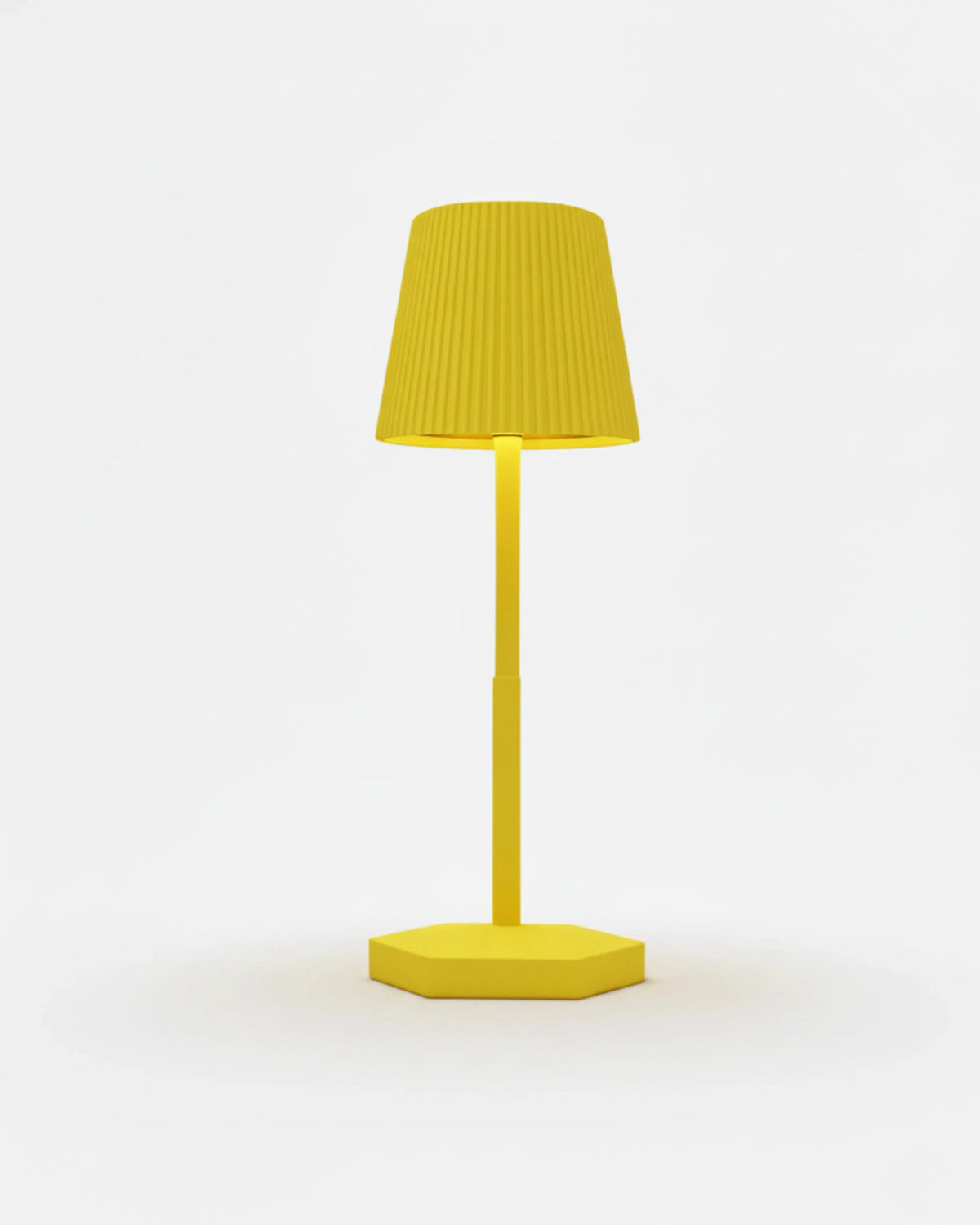 Cordless table lamp ANCONA No.01, yellow pleated shade on a hexagonal base