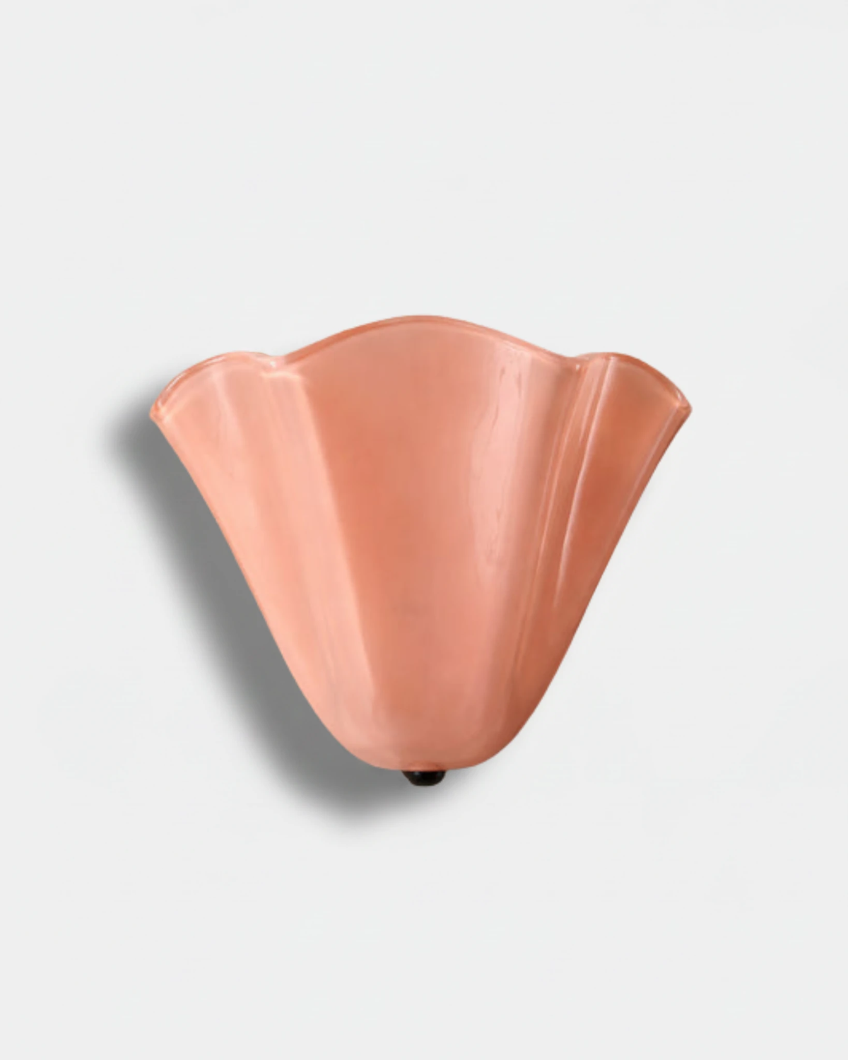 Brass wall sconce DALIA No.03 in soft rose, pink blown-glass corolla shade with fluted rim, unlit