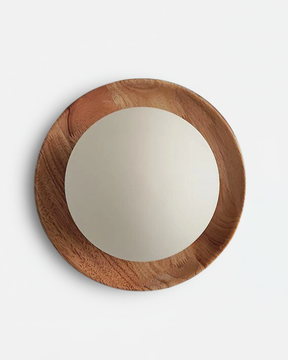 Wood flush mount ceiling light LIDO No.01 in ash, light wood eclipse ring around a frosted glass dome, unlit
