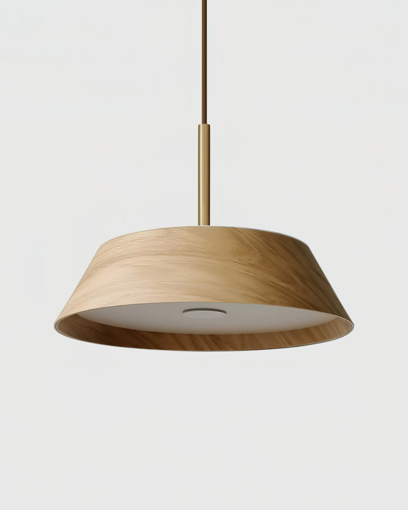 Wood pendant light BOSCO No.02, single 10.6 in light oak dome
